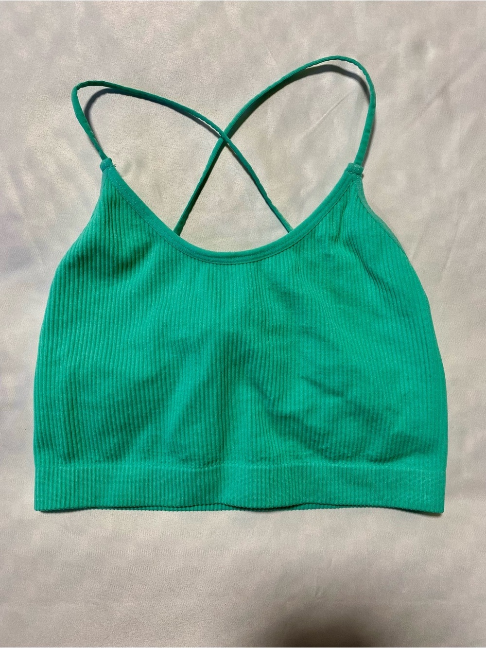Colsie Ribbed Cross-Strap Bralette - Teal